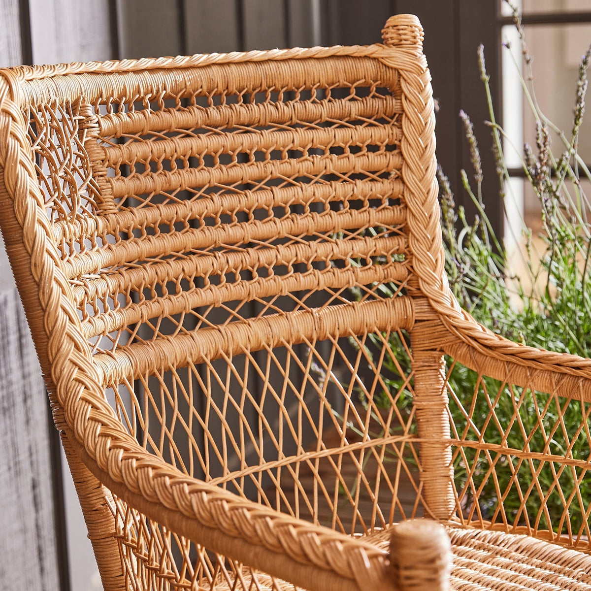 Flag-Motif Handwoven Rattan Armchair