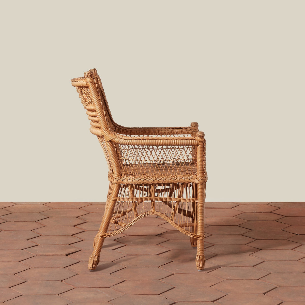 Flag-Motif Handwoven Rattan Armchair