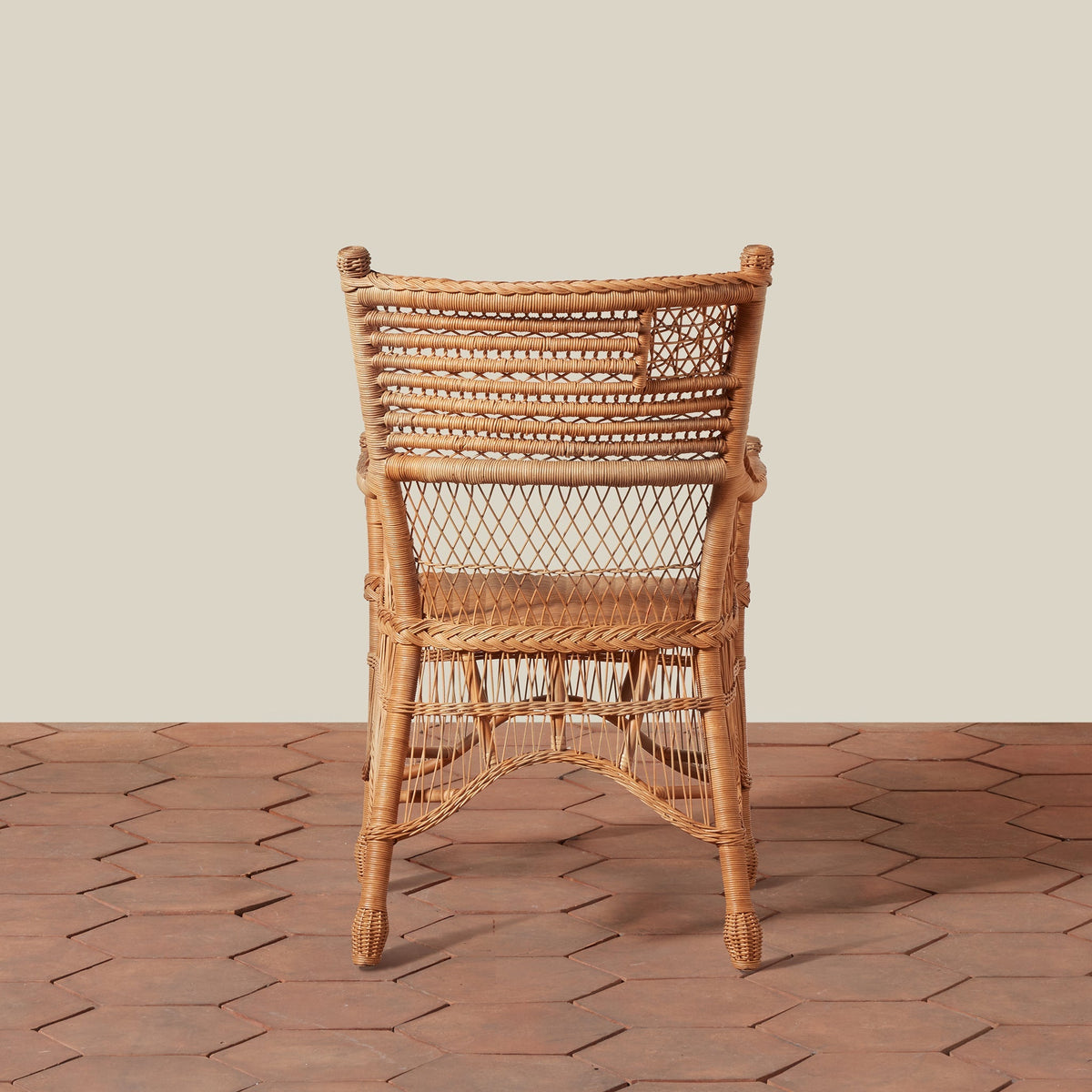 Flag-Motif Handwoven Rattan Armchair