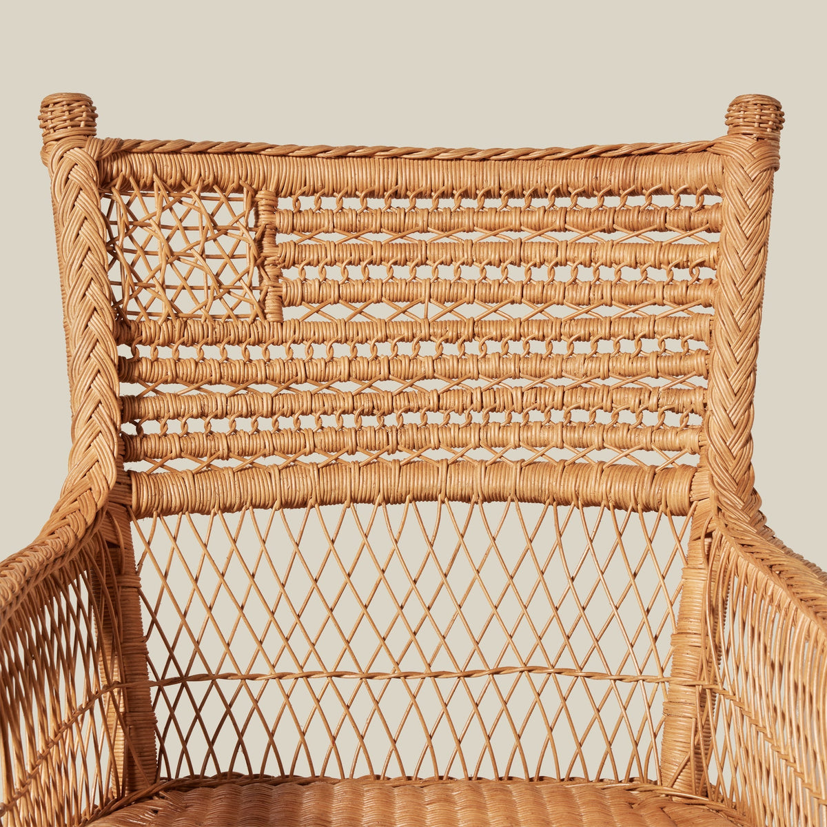 Flag-Motif Handwoven Rattan Armchair