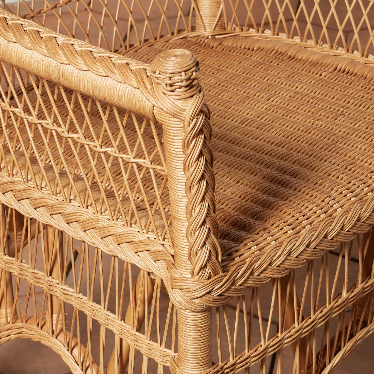 Flag-Motif Handwoven Rattan Armchair
