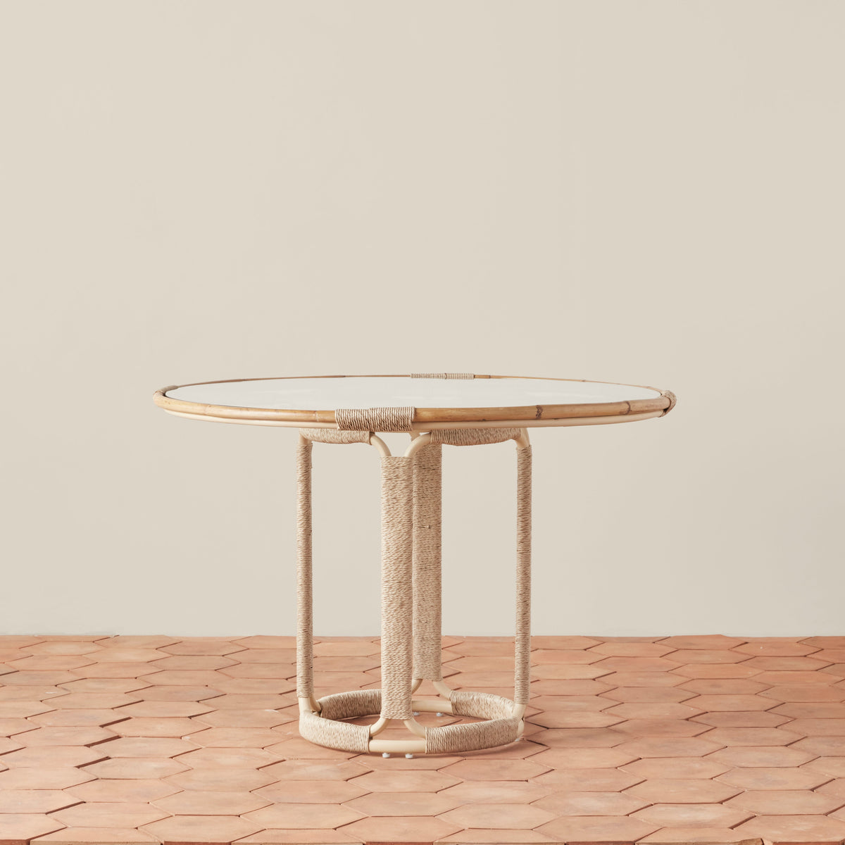 Glass-Top Rattan & Aluminium Indoor/Outdoor Dining Table