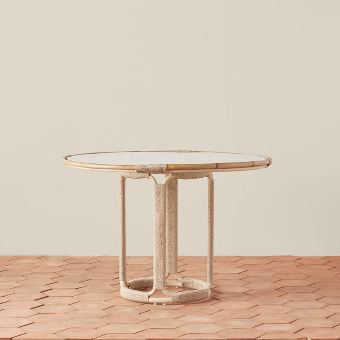 Glass-Top Rattan & Aluminium Indoor/Outdoor Dining Table