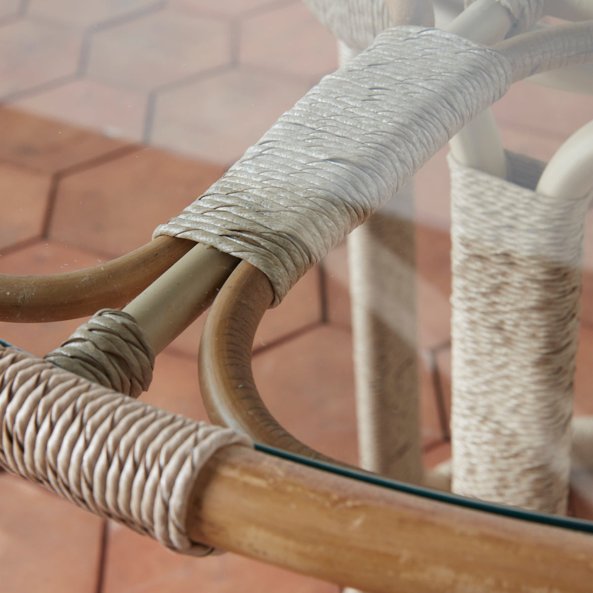 Glass-Top Rattan & Aluminium Indoor/Outdoor Dining Table