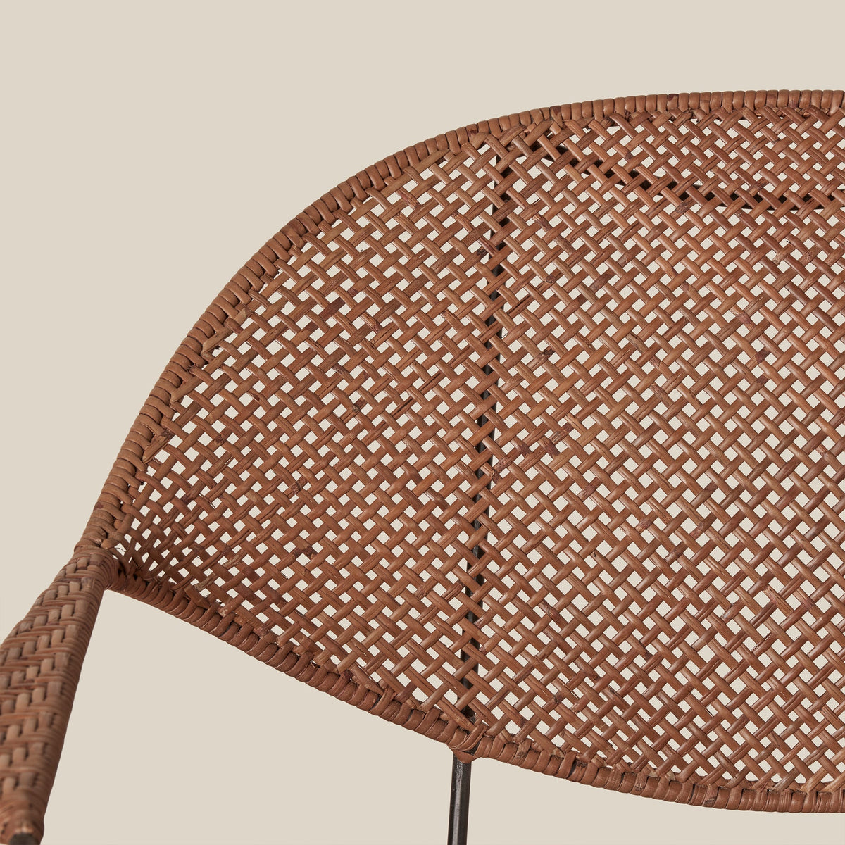 Handwoven Rattan & Iron Armchair