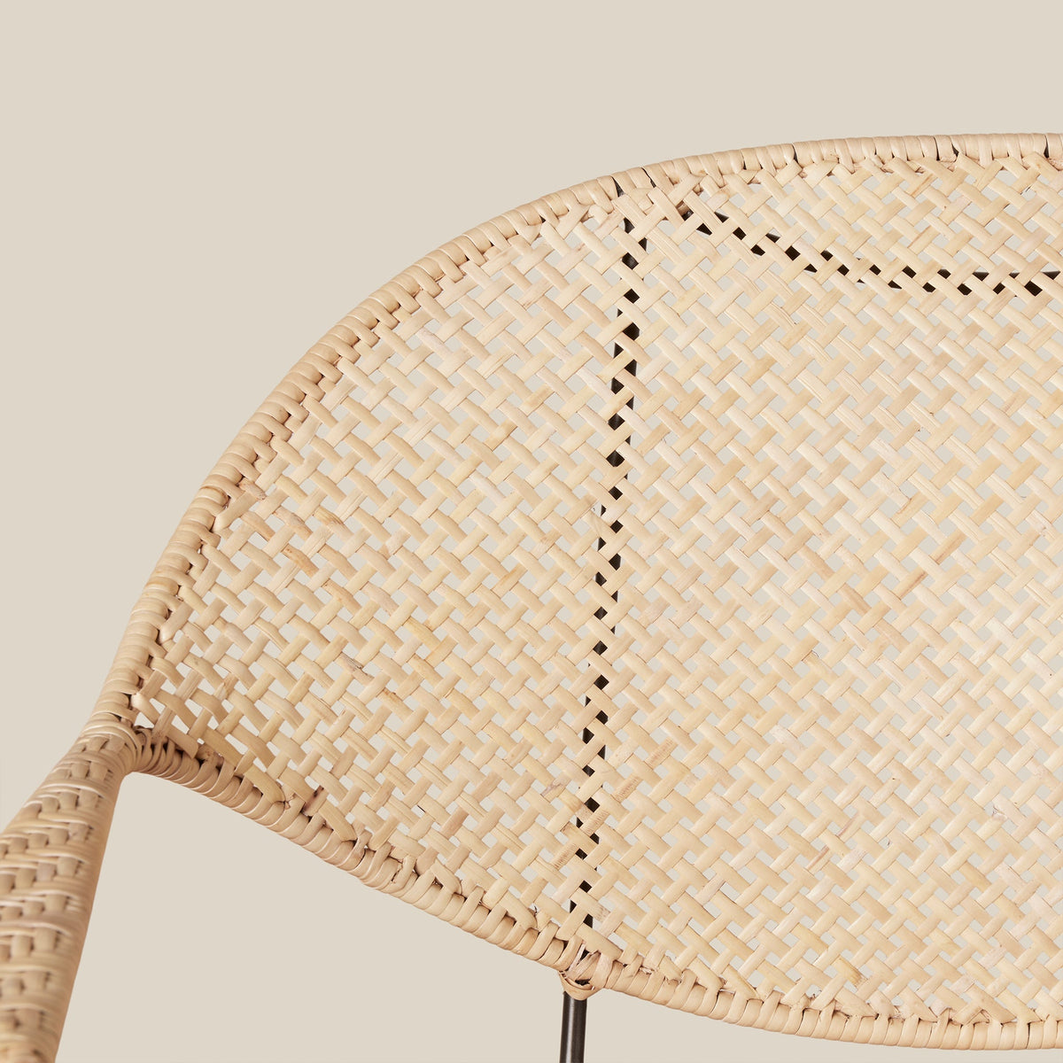 Handwoven Rattan & Iron Armchair