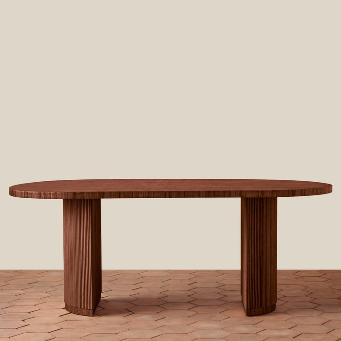 Oval Rattan Pedestal Dining Table — Seats 6