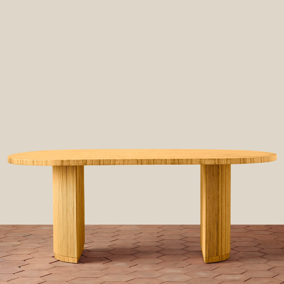 Oval Rattan Pedestal Dining Table — Seats 6