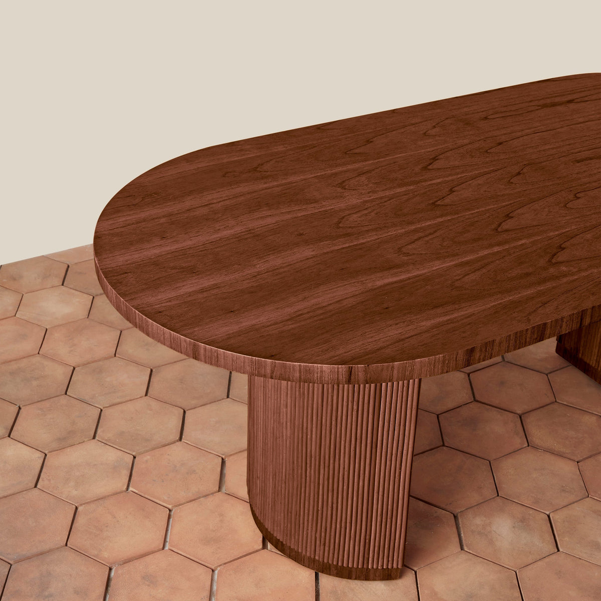 Oval Rattan Pedestal Dining Table — Seats 6
