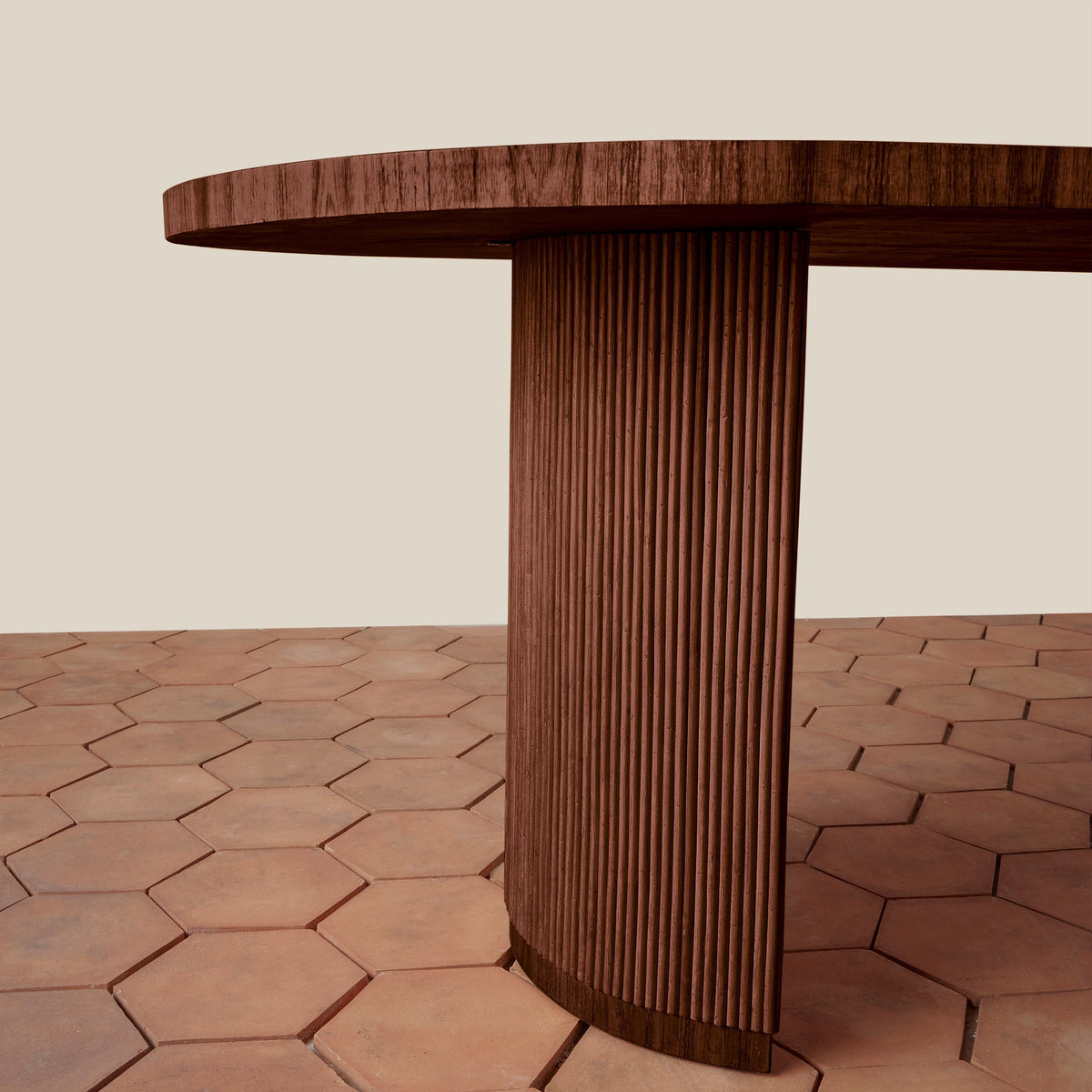 Oval Rattan Pedestal Dining Table — Seats 6