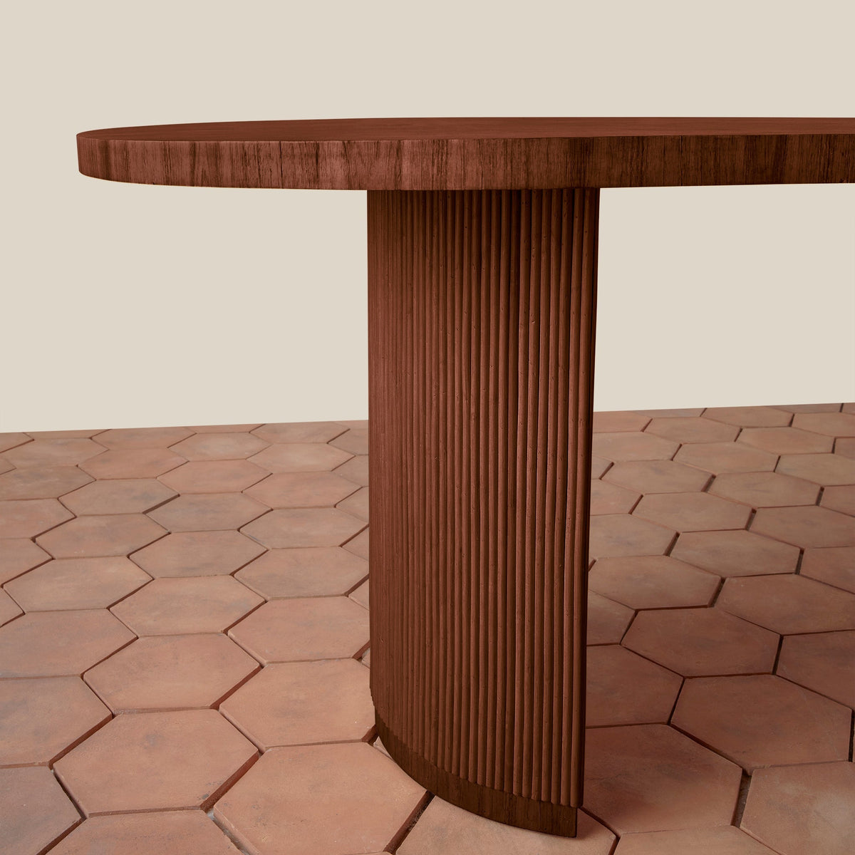 Oval Rattan Pedestal Dining Table — Seats 6
