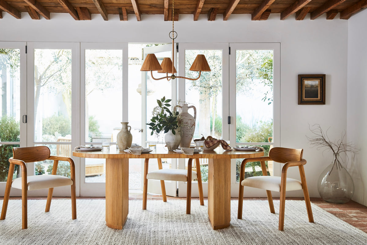 Oval Rattan Pedestal Dining Table — Seats 6
