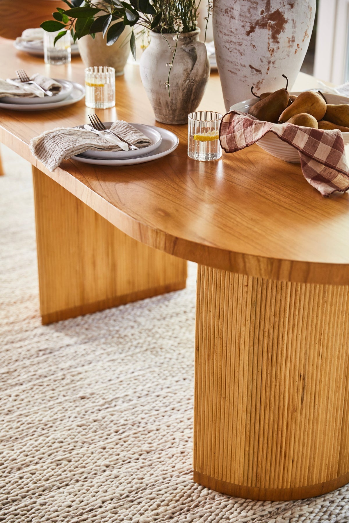 Oval Rattan Pedestal Dining Table — Seats 6