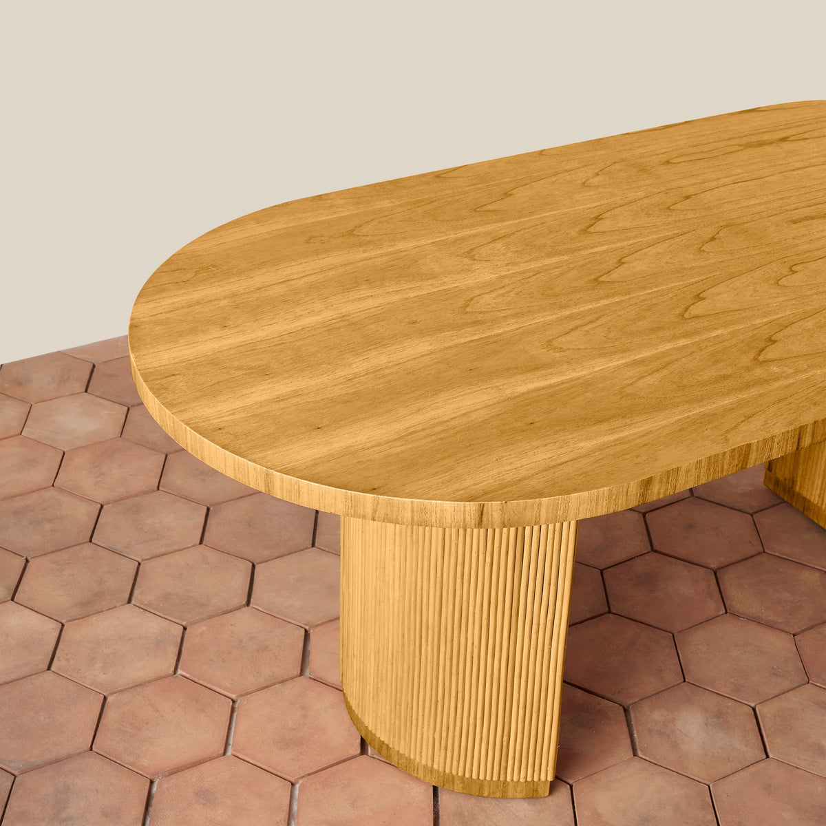 Oval Rattan Pedestal Dining Table — Seats 6