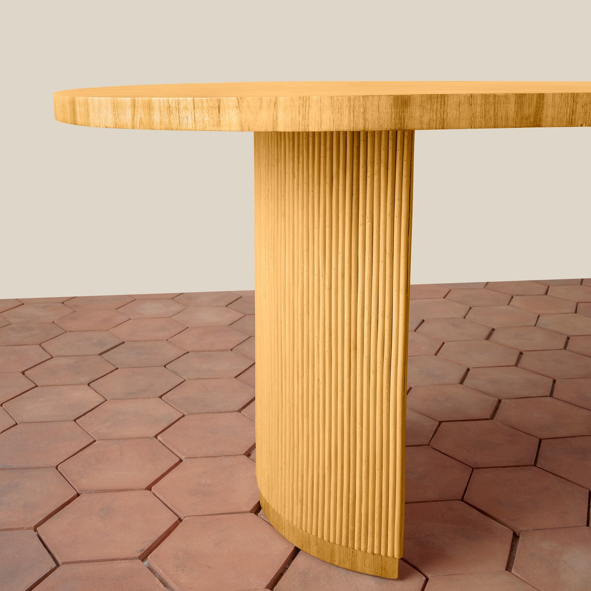 Oval Rattan Pedestal Dining Table — Seats 6