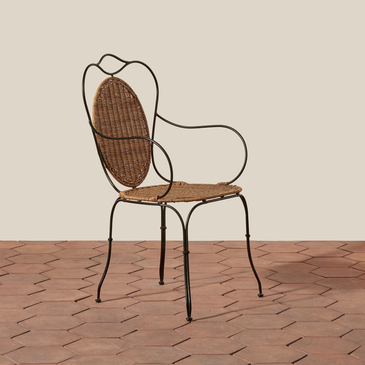 Rattan & Iron Indoor/Outdoor Armchair