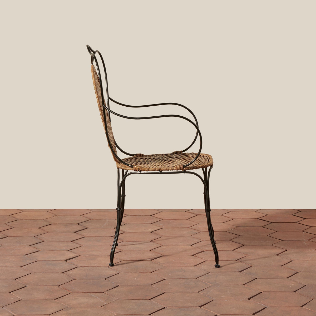 Rattan & Iron Indoor/Outdoor Armchair