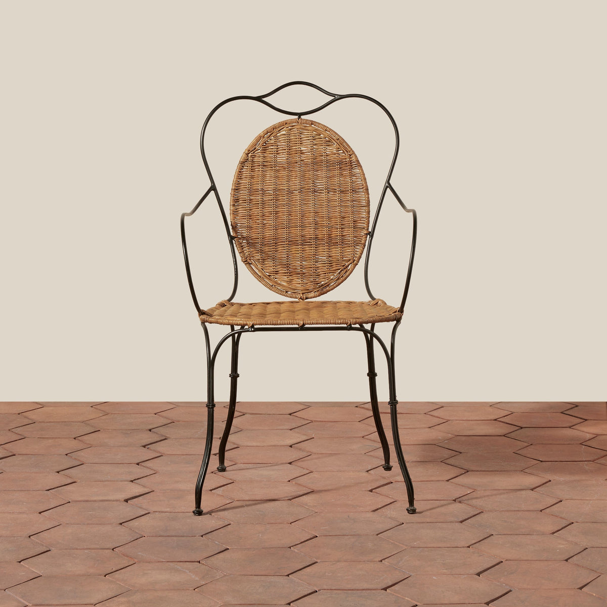 Rattan & Iron Indoor/Outdoor Armchair