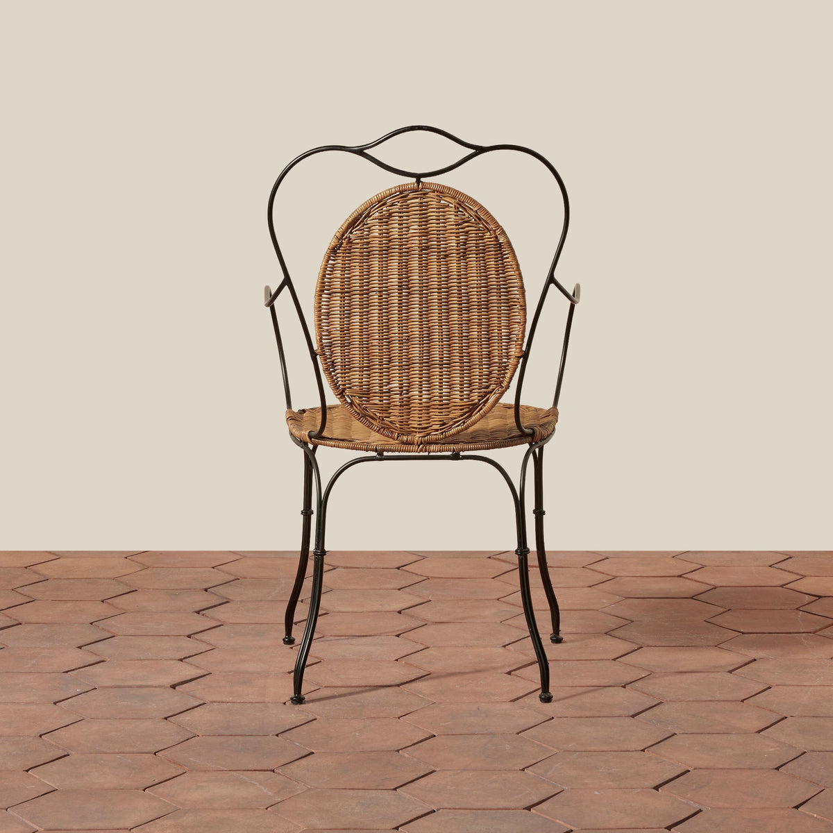 Rattan & Iron Indoor/Outdoor Armchair