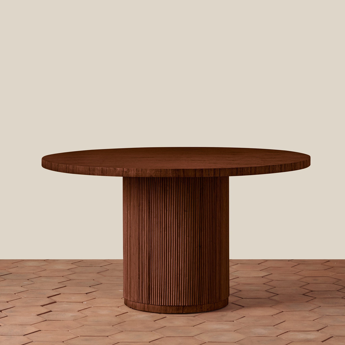 Round Rattan Pedestal Dining Table — Seats 4