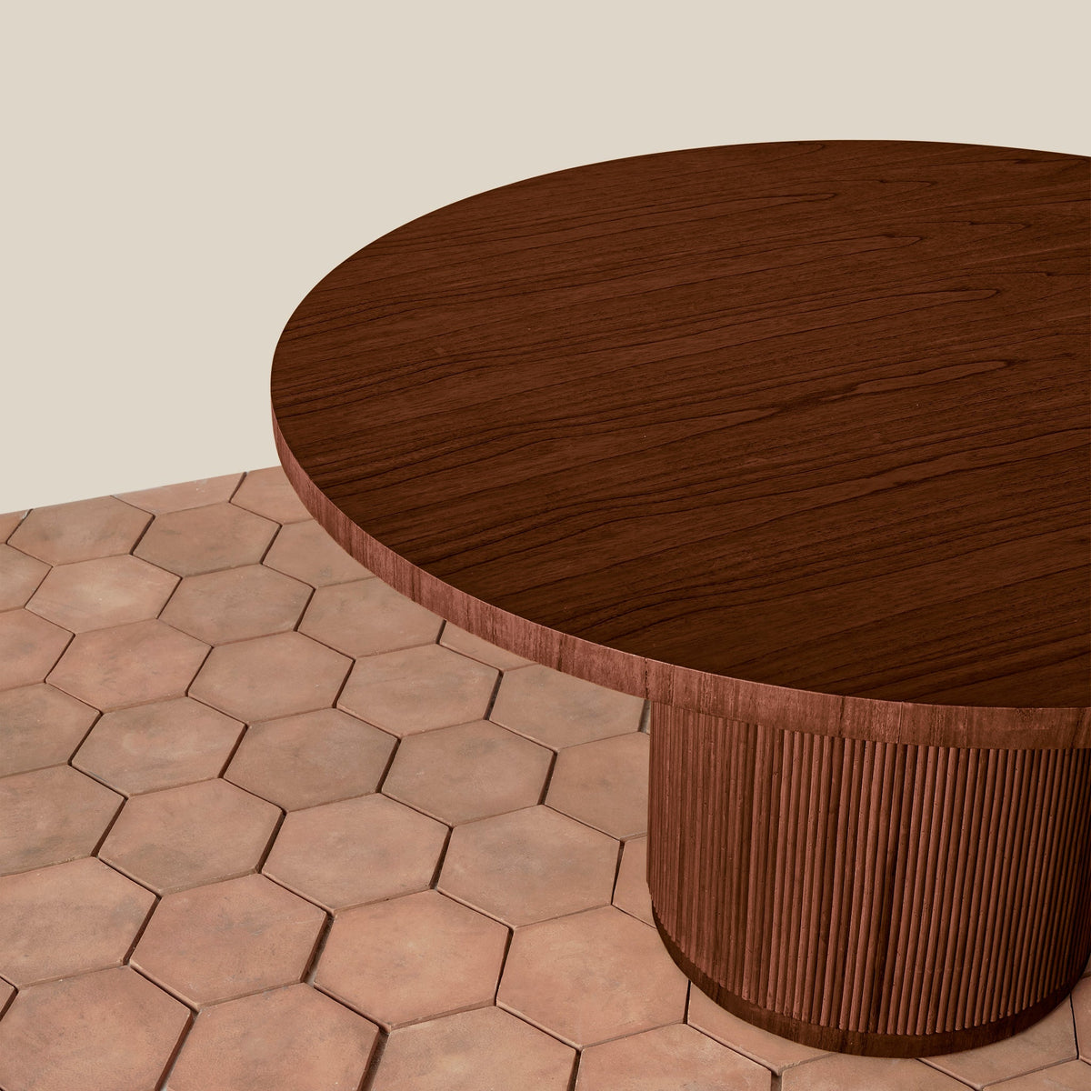 Round Rattan Pedestal Dining Table — Seats 4