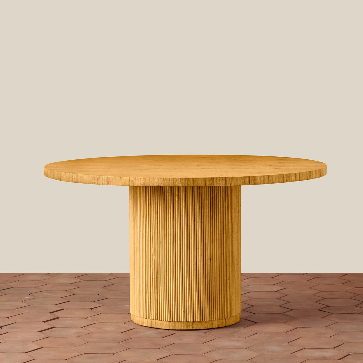 Round Rattan Pedestal Dining Table — Seats 4