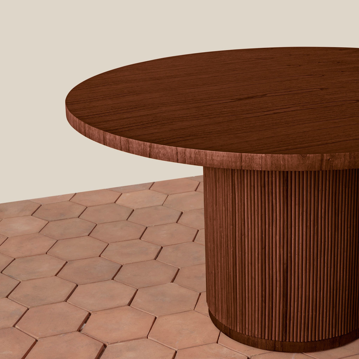 Round Rattan Pedestal Dining Table — Seats 4