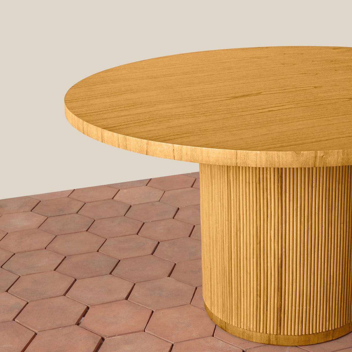Round Rattan Pedestal Dining Table — Seats 4