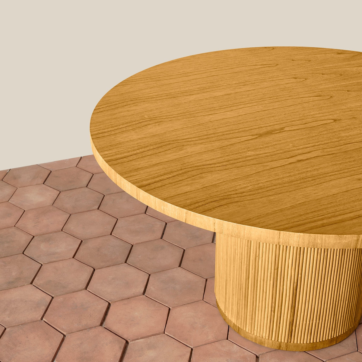 Round Rattan Pedestal Dining Table — Seats 4