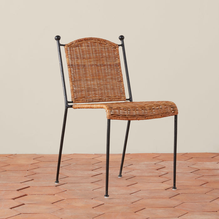 Stackable Rattan & Iron Indoor/Outdoor Dining Chair