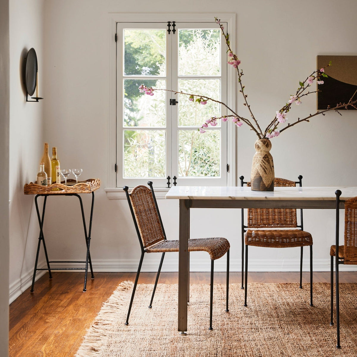 Stackable Rattan & Iron Indoor/Outdoor Dining Chair