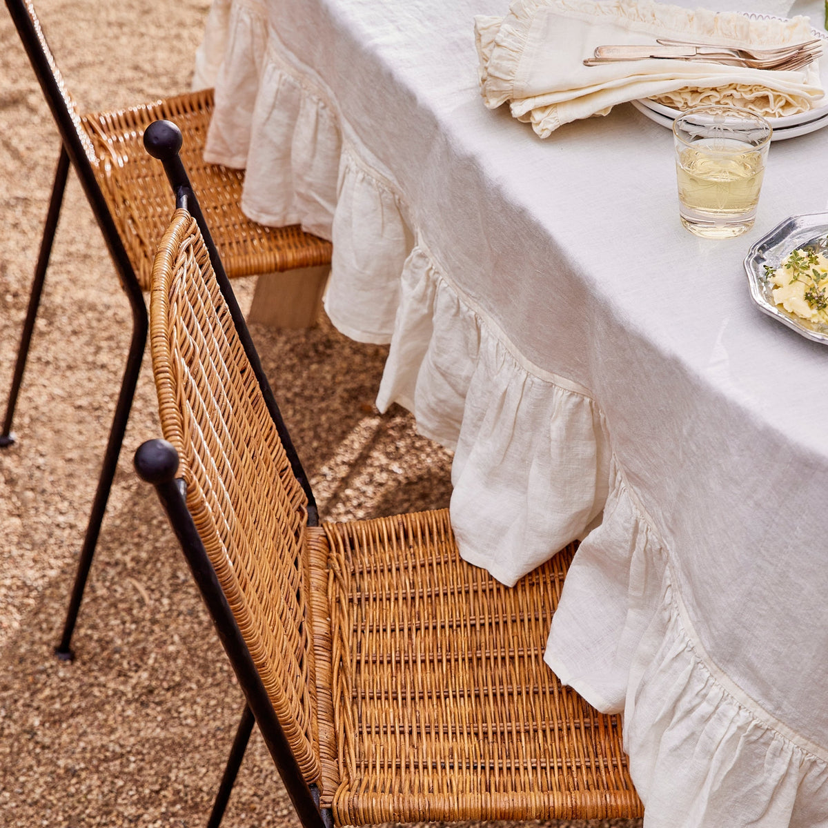 Stackable Rattan & Iron Indoor/Outdoor Dining Chair