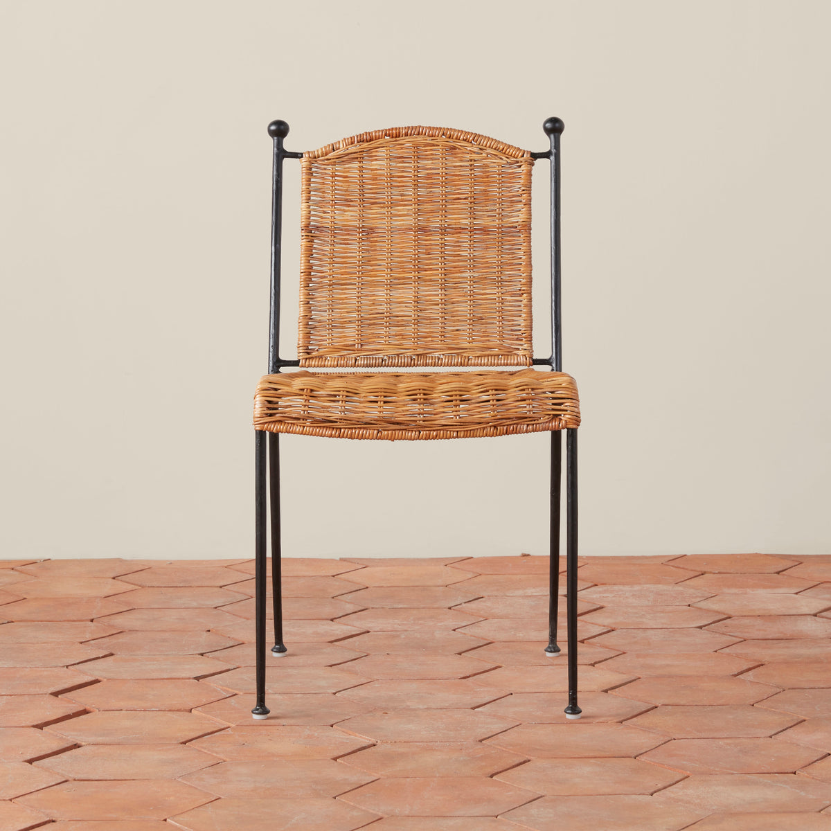 Stackable Rattan & Iron Indoor/Outdoor Dining Chair