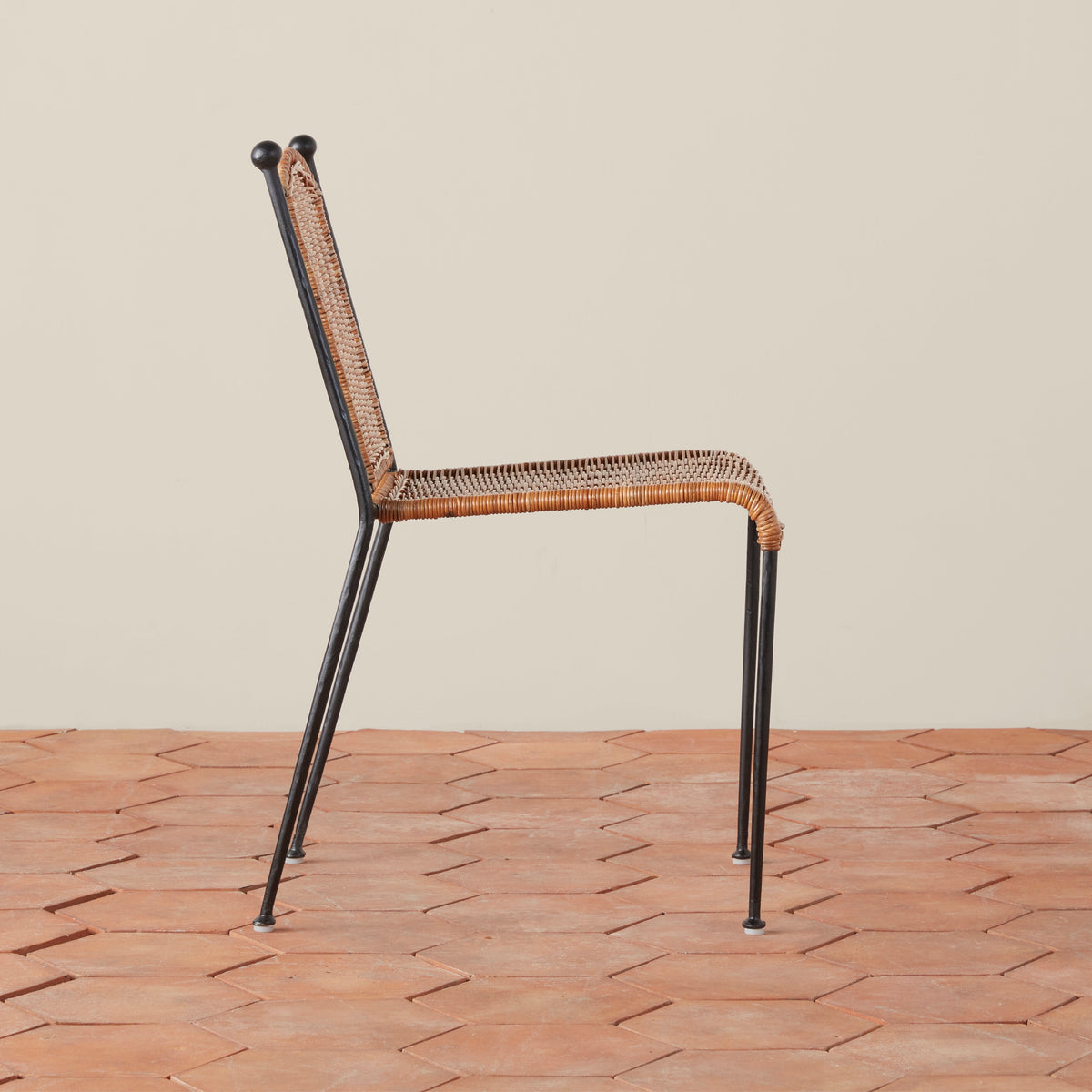 Stackable Rattan & Iron Indoor/Outdoor Dining Chair