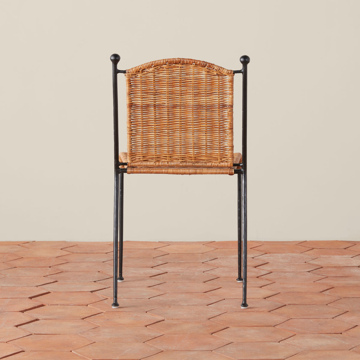 Stackable Rattan & Iron Indoor/Outdoor Dining Chair