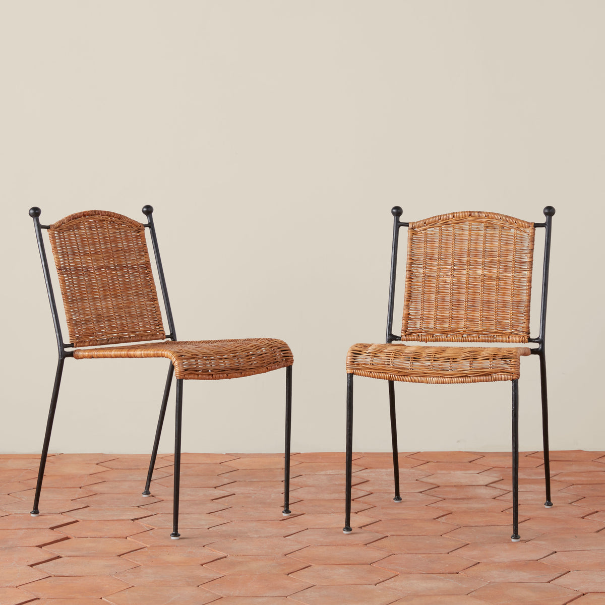 Stackable Rattan & Iron Indoor/Outdoor Dining Chair