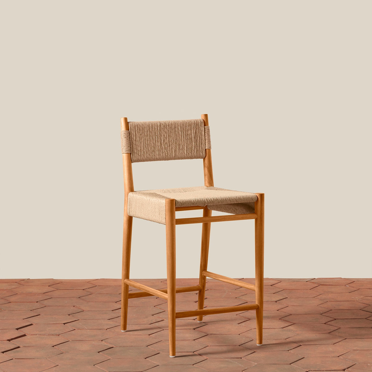 Teak & Performance Rush Indoor/Outdoor Counter Stool