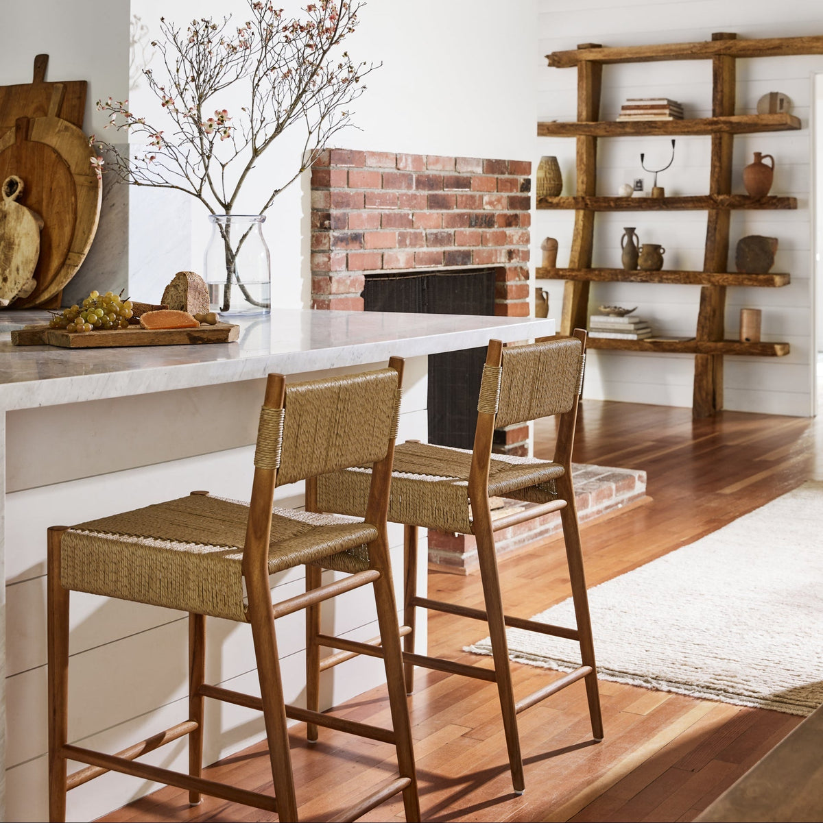Teak & Performance Rush Indoor/Outdoor Counter Stool