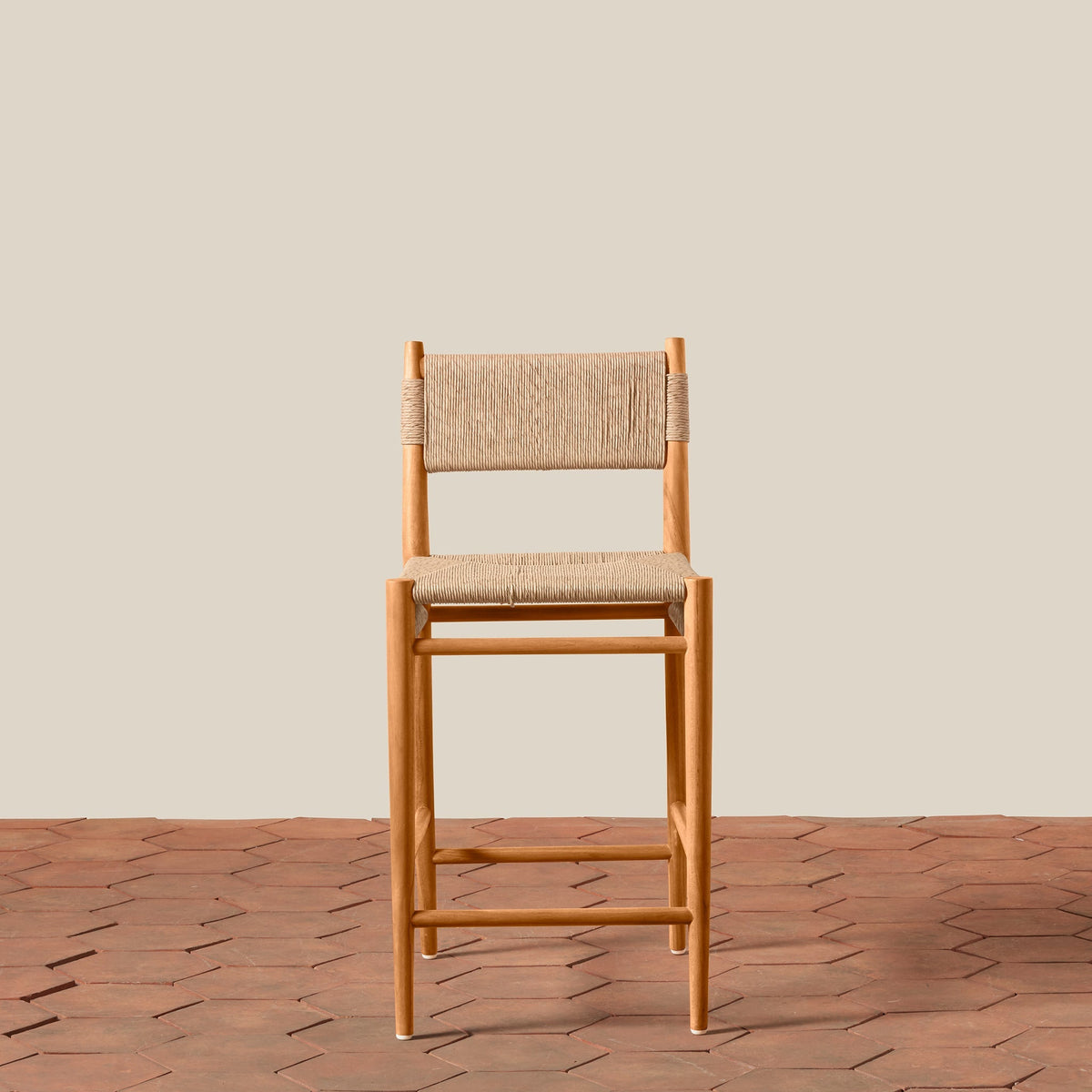 Teak & Performance Rush Indoor/Outdoor Counter Stool