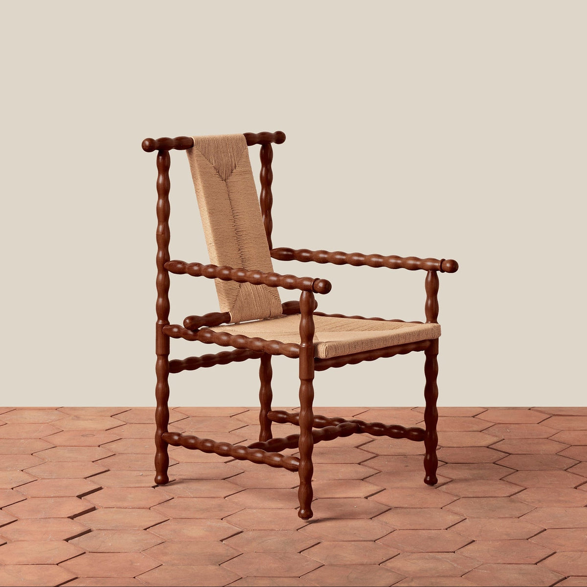 Turned Wood & Rush Occasional Armchair