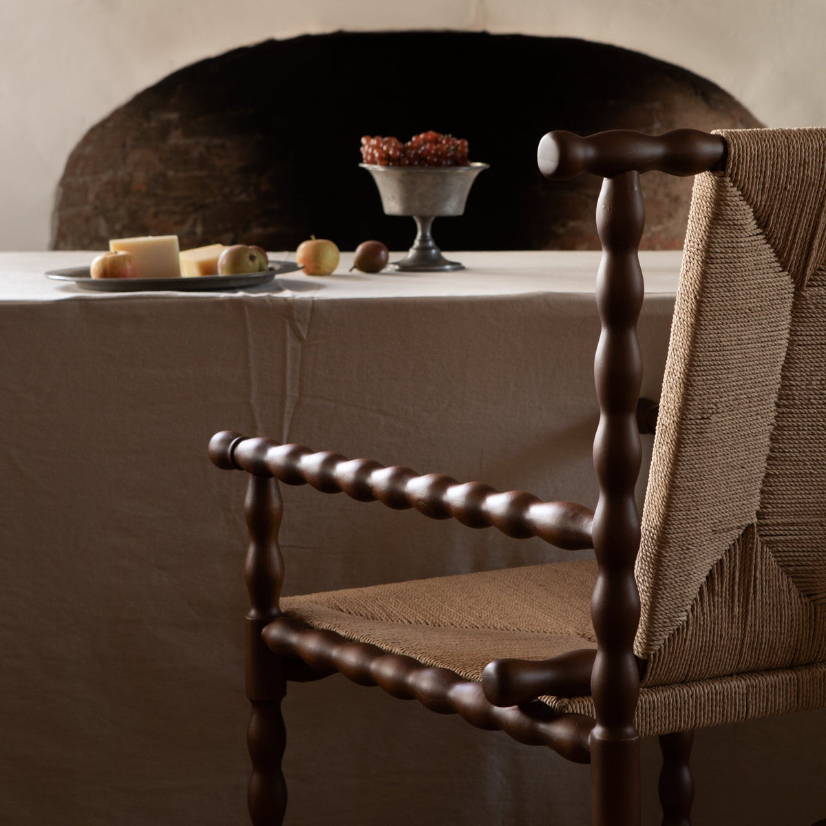 Turned Wood & Rush Occasional Armchair