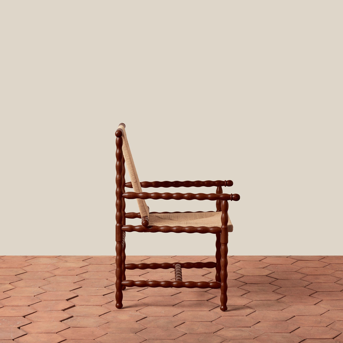 Turned Wood & Rush Occasional Armchair