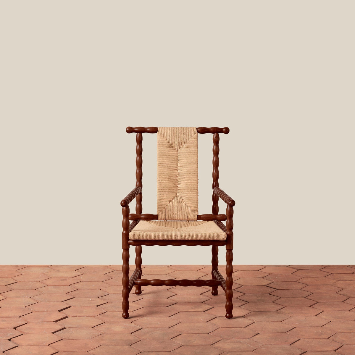Turned Wood & Rush Occasional Armchair