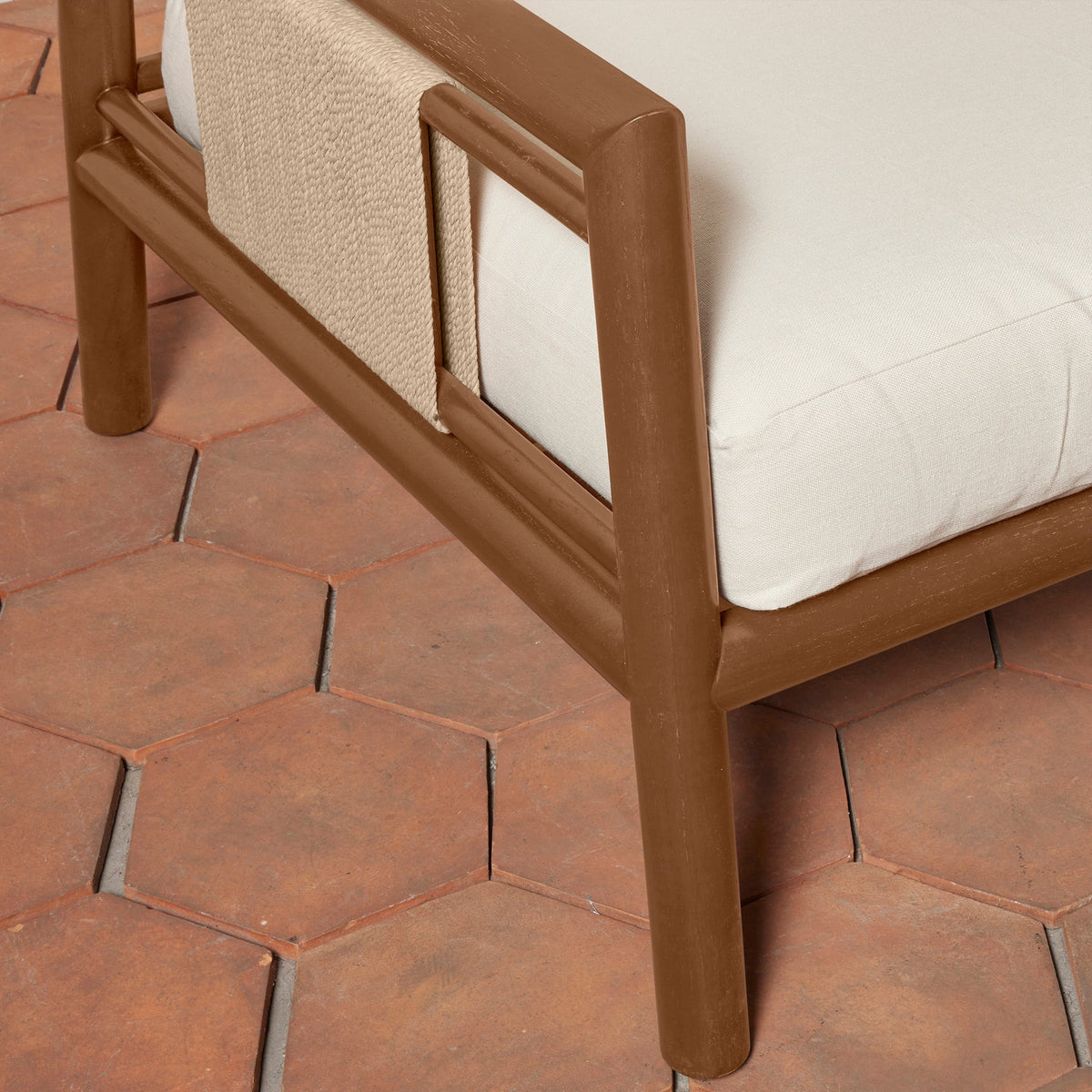 Wood & Danish Cord Lounge Chair with Linen Cushions