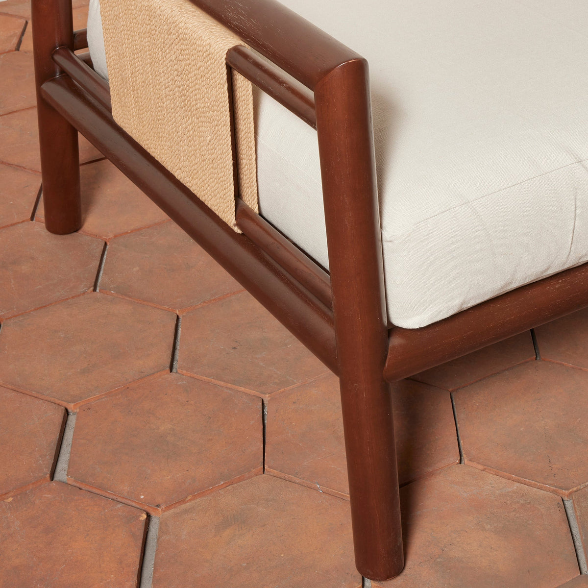 Wood & Danish Cord Lounge Chair with Linen Cushions