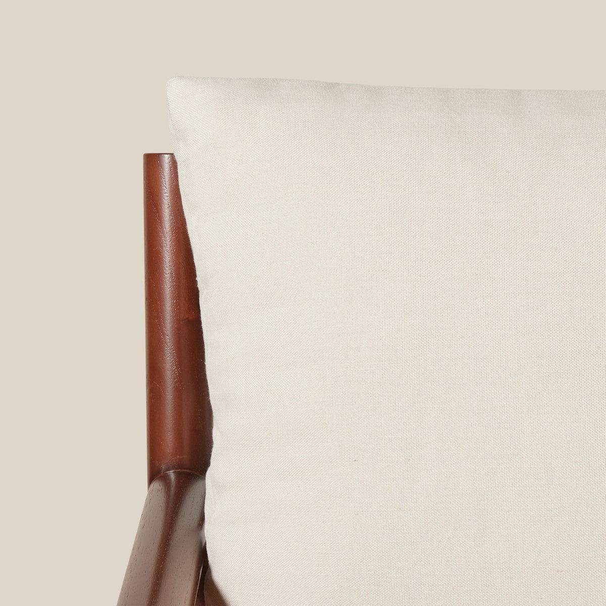 Wood & Danish Cord Lounge Chair with Linen Cushions
